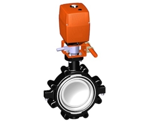 電動蝶閥，24V 帶手動手柄、+GF+電動蝶閥 電動塑料蝶閥